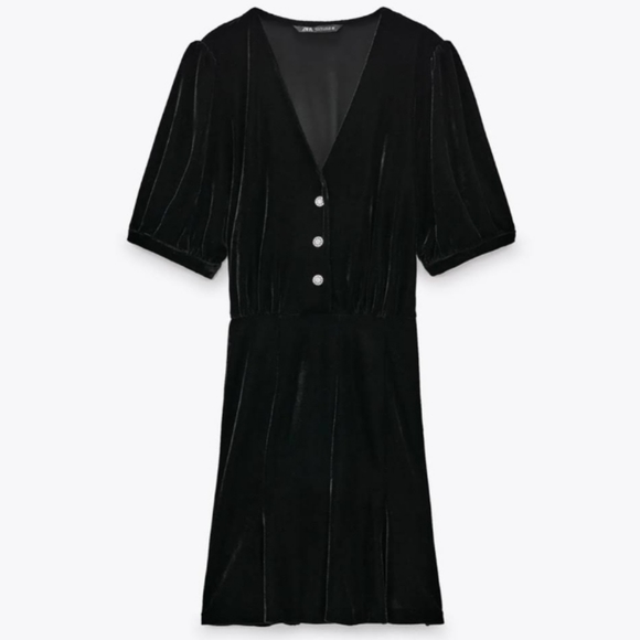 Zara Balck Velvet Dress - Picture 1 of 9